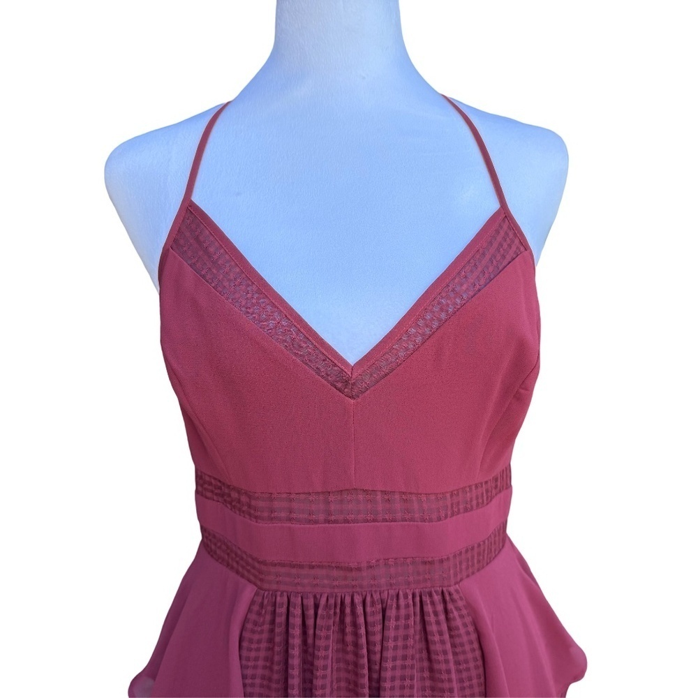 BCBG Generation Ruby Wine Ruffle Maxi Dress Size 4 - Picture 2 of 9